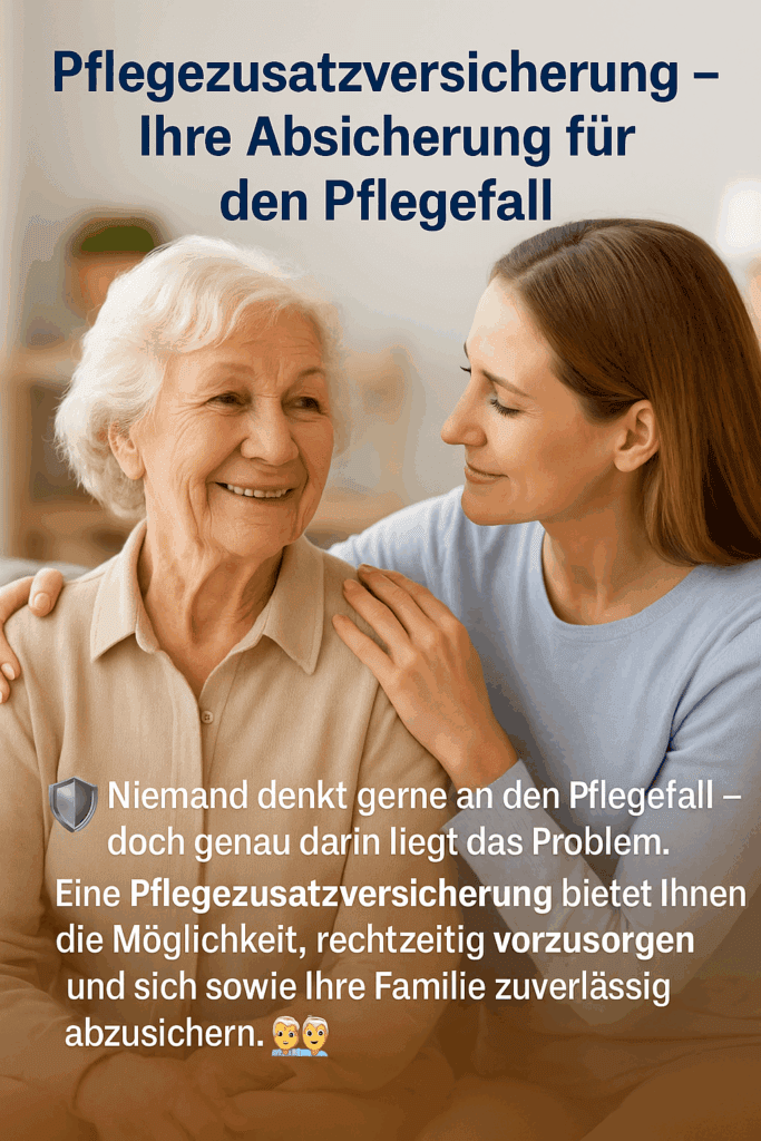 Pflegezusatzversicherung Lächelnder Senior mit Tochter auf dem Sofa, darunter Button ‚Jetzt vergleichen‘ – visuelle Werbung für Pflegezusatzversicherung