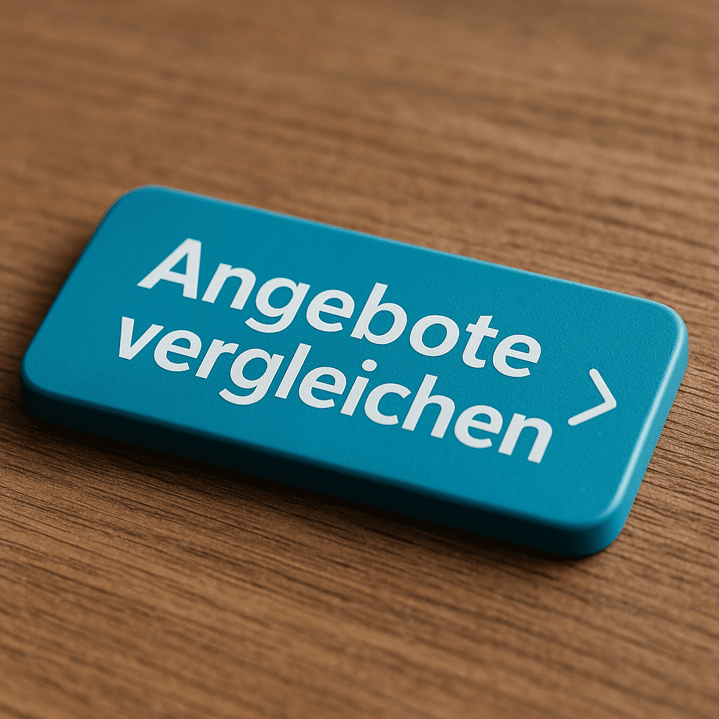 Riester-rentenversicherung Werbegrafik mit Button ‚Jetzt vergleichen‘ – Aufruf zur Auswahl der idealen Riester-Rentenversicherung mit Förderung