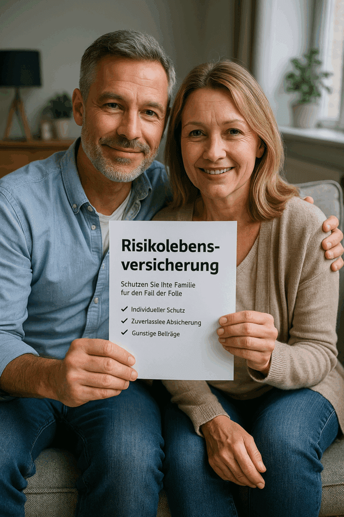 Risikolebensversicherung Glückliches Paar mittleren Alters im Freien – Symbol für finanzielle Sicherheit durch Risikolebensversicherung