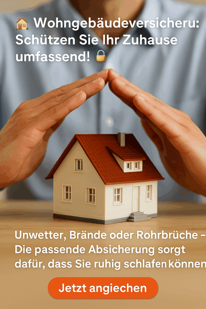 Wohngebäudeversicherung Zwei schützende Hände bilden ein Dach über einem Modellhaus – Wohngebäudeversicherung schützt vor Feuer, Wasser und Sturm.
